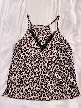 Vestique Leopard Print Lace-Trim Camisole Size Small